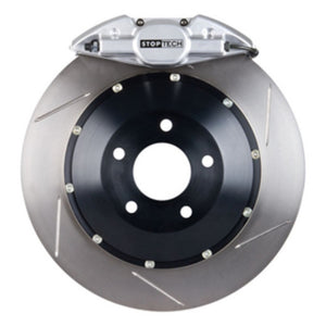 StopTech 08-09 WRX STi Rear BBK ST22 345x28 Slotted Rotors Silver Calipers