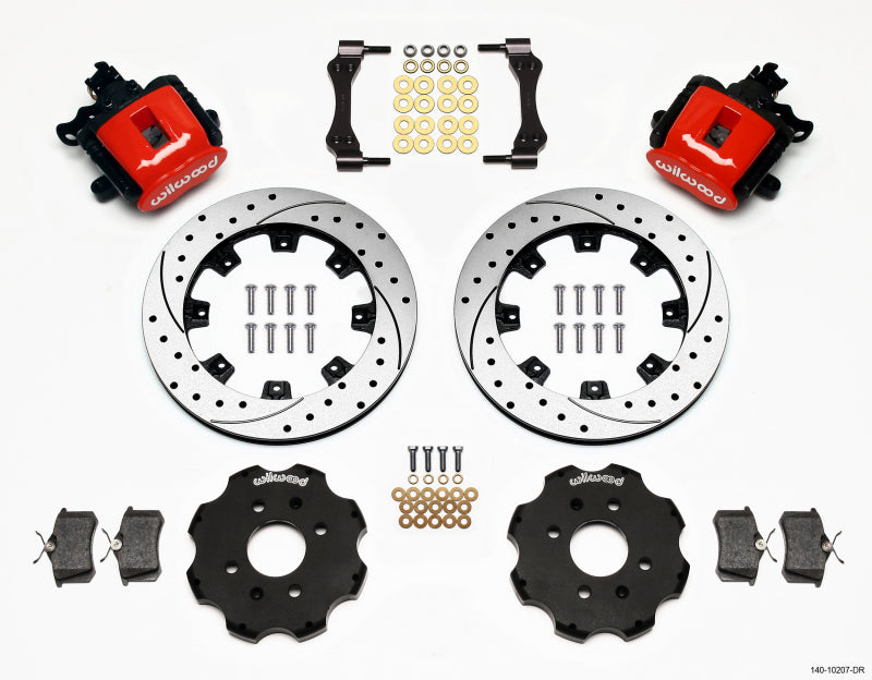 Wilwood Combination Parking Brake Rear Kit 12.19in Drilled Red Civic / Integra Disc 2.39 Hub Offset