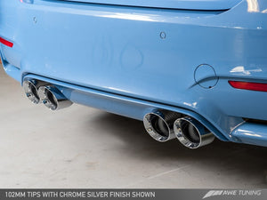 AWE Tuning BMW F8X M3/M4 Resonated Track Edition Exhaust - Chrome Silver Tips (102mm)