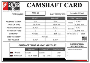 GSC Power-Division Billet VVTI 2JZ-GTE S2 Camshafts