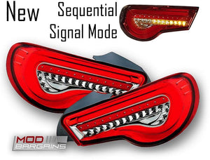 Valenti Sequential  LED Tail Lights Red with Chrome for 2013-2019 Scion FR-S/Subaru BRZ