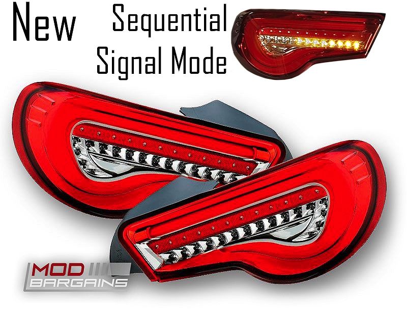 Valenti Sequential  LED Tail Lights Red with Chrome for 2013-2019 Scion FR-S/Subaru BRZ