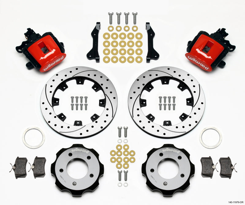 Wilwood Combination Parking Brake Rear Kit 12.19in Drilled Red 2006-Up Civic / CRZ