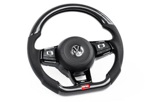 APR STEERING WHEEL - CARBON FIBER & PERFORATED LEATHER - MK7 GOLF R SILVER