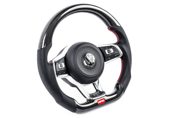 APR STEERING WHEEL - CARBON FIBER & PERFORATED LEATHER - MK7 GTI RED