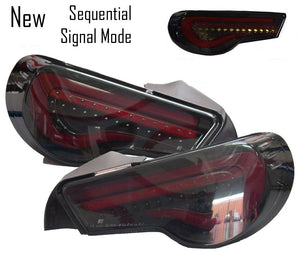 Valenti Sequential LED Tail Lights Smoked Lens Red Light Bar for 2012-2019 Scion FR-S/Subaru BRZ