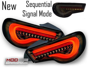 Valenti Sequential LED Tail Lights Smoked Lens White Bar for 2012-2019 Scion FR-S/Subaru BRZ