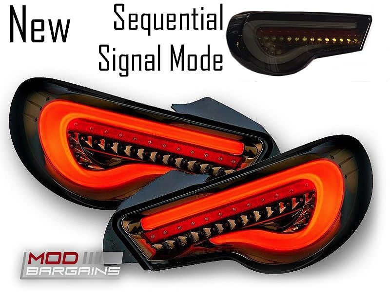 Valenti Sequential LED Tail Lights Smoked Lens White Bar for 2012-2019 Scion FR-S/Subaru BRZ