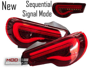 Valenti Sequential  LED Tail Lights Red Lens White Bar for 2013-2019 Scion FR-S/Subaru BRZ